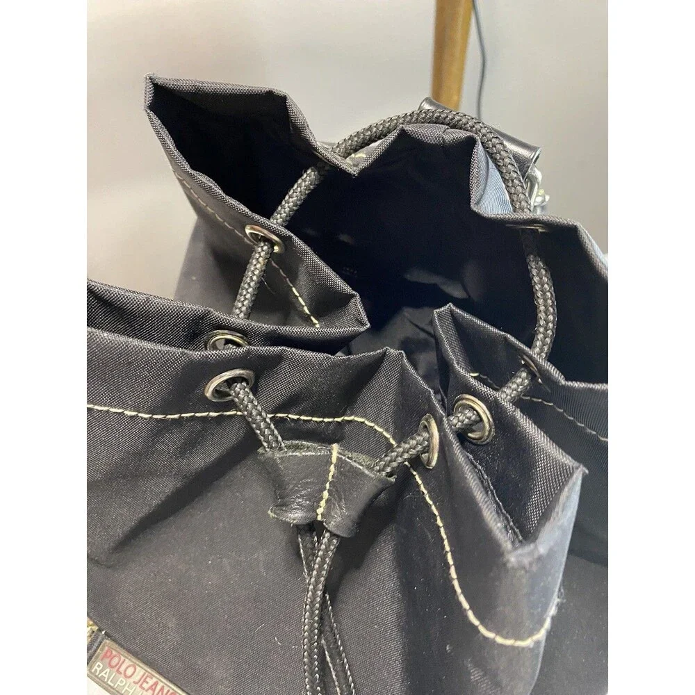 Polo Jeans Ralph Lauren Sport Sling Nylon Bucket Bag Flag Black Vintage 90’s
